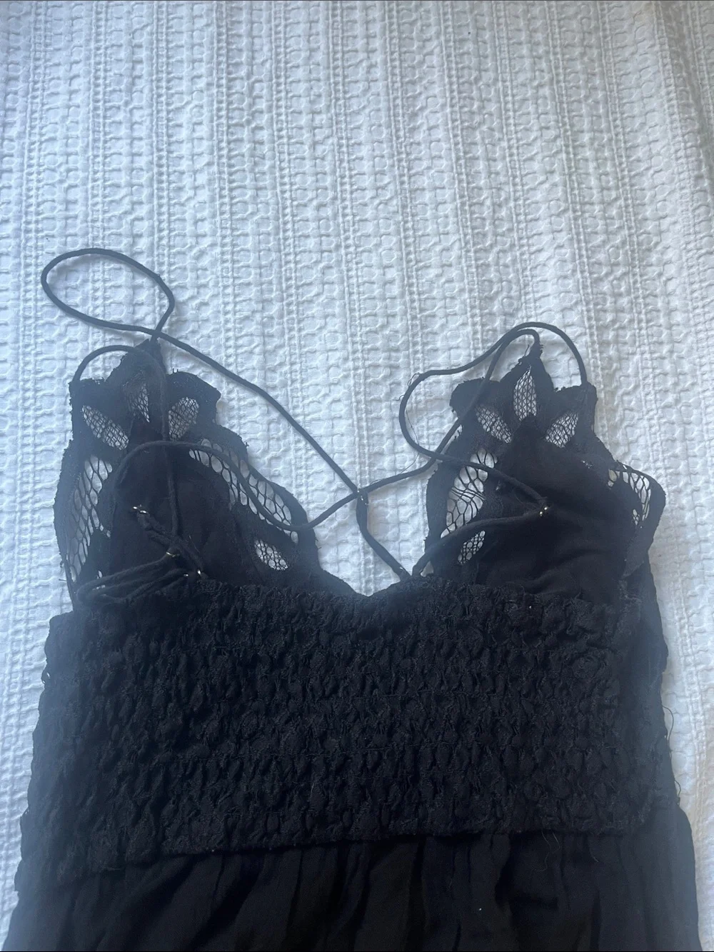 Free People Adella Black Lace-Trim Mini Dress - Picture 11 of 11
